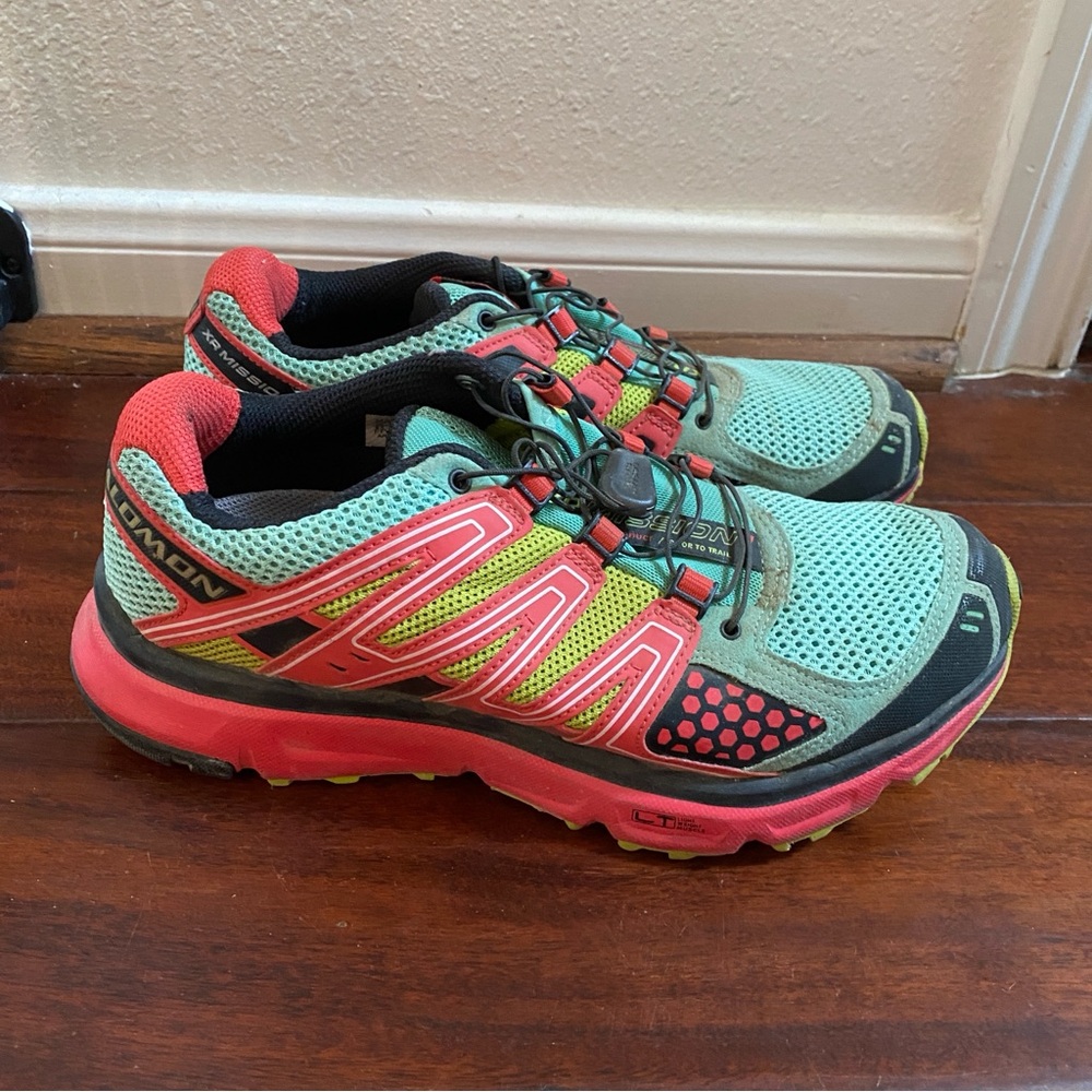 Salomon Red and Green Athletic Shoes for Trail Running - Picture 3 of 3